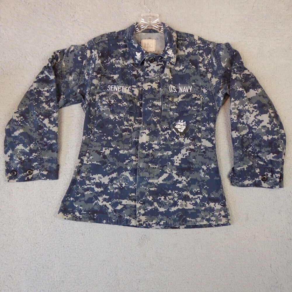 US Navy Shirt Adult Small Extra Short Digital Camo Working Utility Blue Uniform
